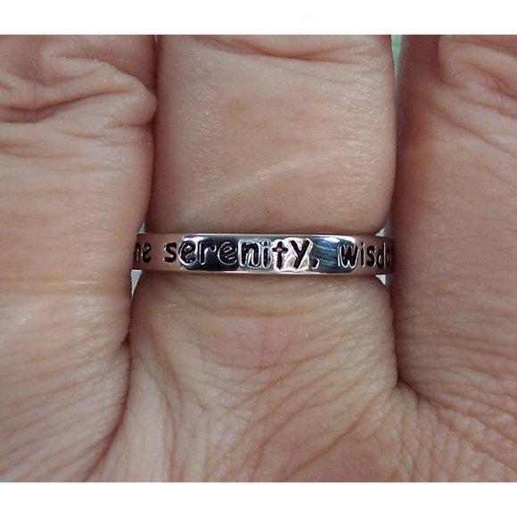 925 STERLING SILVER Serenity Prayer Inspirational Band Ring - Picture 6 of 14
